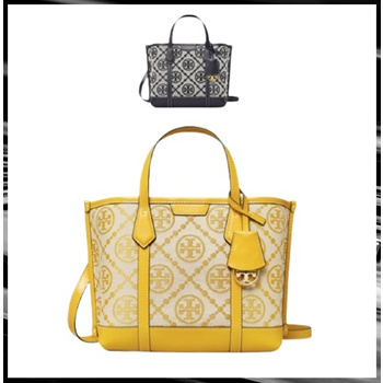 Tory Burch Perry T Monogram Goldfinch Yellow Triple-Compartment Tote