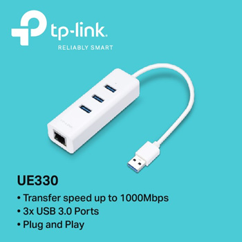 UE330, USB 3.0 3-Port Hub & Gigabit Ethernet Adapter 2 in 1 USB Adapter