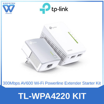 TL-WPA4220 KIT, 300Mbps AV600 Wi-Fi Powerline Extender Starter Kit