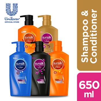 Qoo10 - 1+1[Sunsilk] Shampoo/Conditioner 650ml(AntiDandruff/Shine