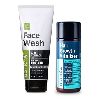 Qoo10 - Ustraa Hair Growth Viatlizer and Neem Charcoal Face Wash -200g :  Cosmetics