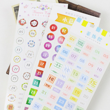 Qoo10 - [W H I T E] Date/Month stickers. Watercolor sticker