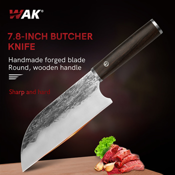 7.7 Inch Chinese Chef Knife Hand Forged Kitchen Knife Butcher Meat Cleaver  5CR15 Stainless Steel