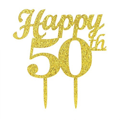 Qoo10 - WeBenison Gold Happy 50th Birthday Cake Topper - Wedding ...