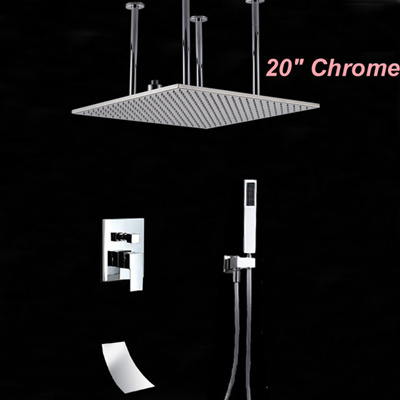 Wholesale And Retail Large 50cm Square Rain Shower Head Faucet Ceiling Mounted Shower Faucet Waterfa
