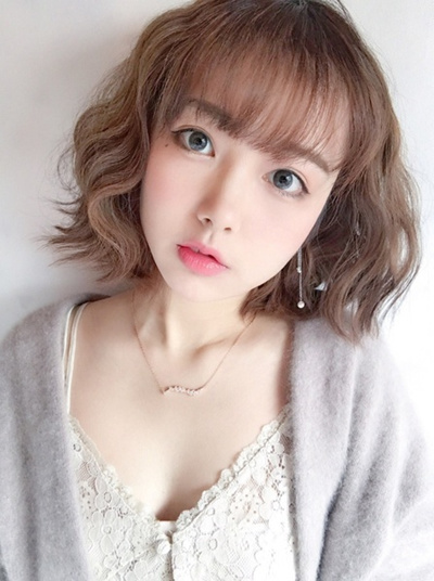 Qoo10 Wig Woman Short Curly Hair Corn The Face Fluffy Korean