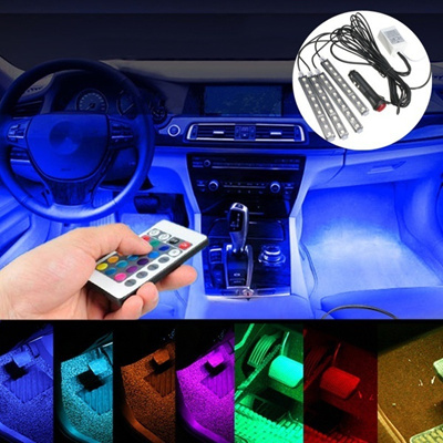 Wireless Remote Control Car Atmosphere Rgb Led Neon Interior Strip Light Lamp Decorative Lights Siz