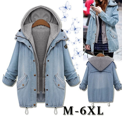 Qoo10 Women Casual Hooded Denim Jacket Fashion Retro Coat Vest