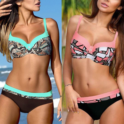 push up patchwork bikini