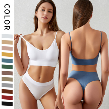 Qoo10 - Women Seamless Bra Set Sexy Thong Low Waist Panties Wire Free Bra  Bral : Lingerie & Sleep