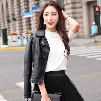 Qoo10 Women short coat leather jacket 2018 new spring and autumn Korean pu l. Women s Clothing