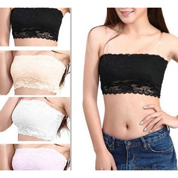 Women's Sexy Strapless Crop Top Bra Bandeau Boob Tube Lace Casual Crop Boob Tube  Top
