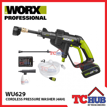 Qoo10 Worx WU629 Hydroshot Pressure Cleaner 4.0AH Set Come