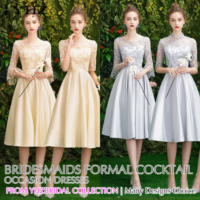 midi length bridesmaids dresses