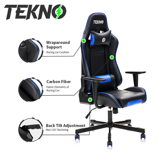 TEKNO Gaming Chairs for Adults, Ergonomic Swivel Gaming Chair with Hea –  FURNGO