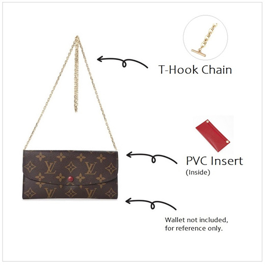 Qoo10 - PVC Insert and Chain Sling to Convert LV Emilie Wallet to  hand-carry o : Bag & Wallet