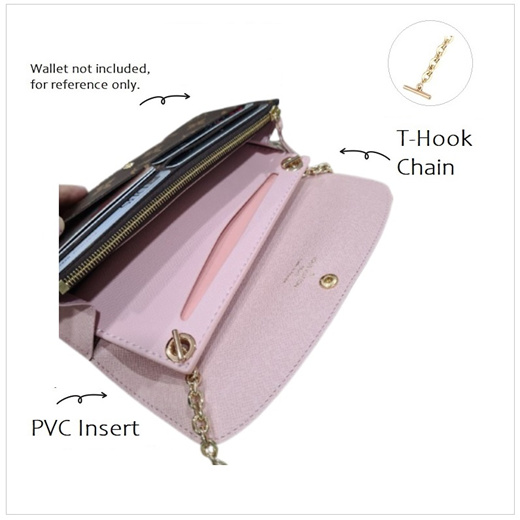  Lckaey Purse conversion kit for lv emilie wallet, chain  accessories, inner bag and shoulder strap with D-ring insert Y001-Fuchsia :  Clothing, Shoes & Jewelry