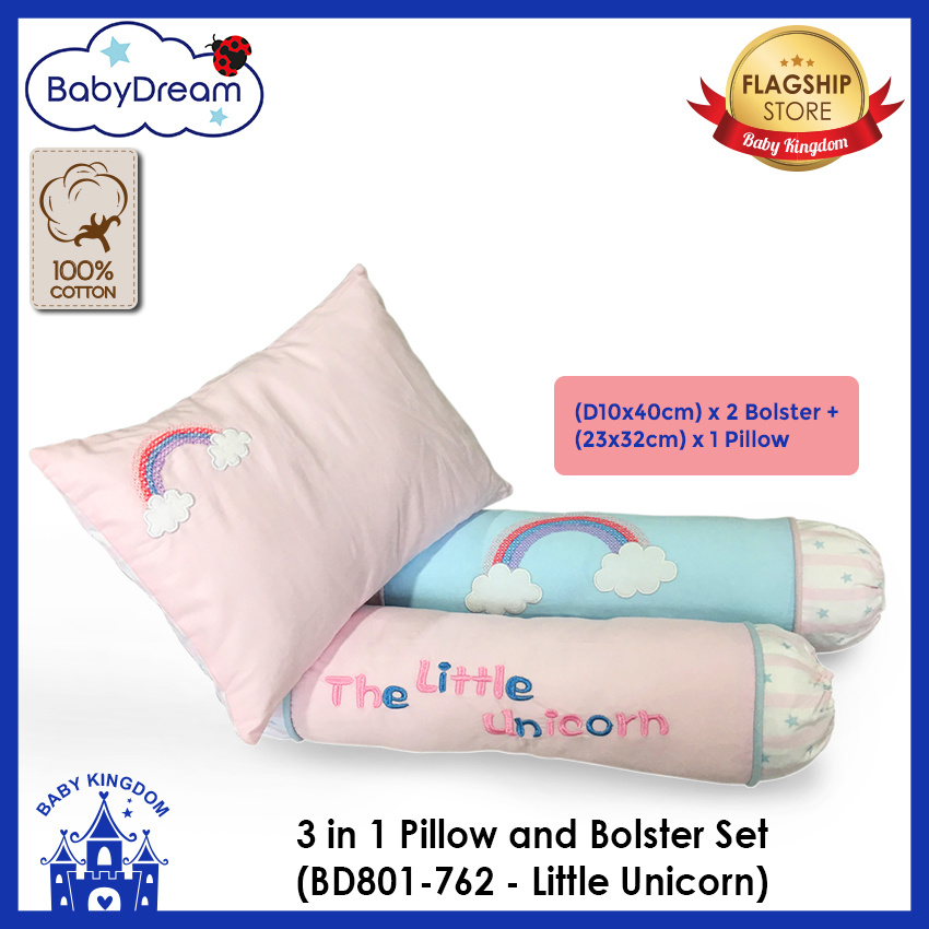 Qoo10 BabyDream 100 Cotton Pillow and Bolster Set (1 Pillow + 2