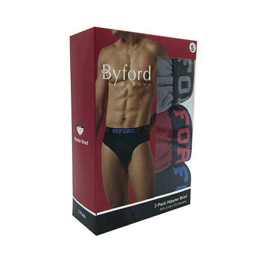 Byford 3pcs Men's Hipster Briefs, Cotton Elastane