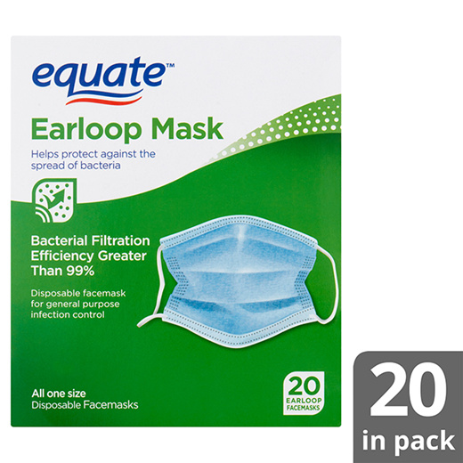 equate earloop disposable face masks