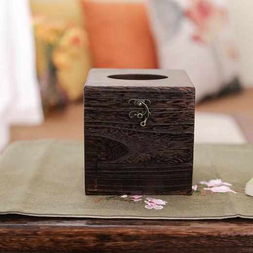 Qoo10 - Antique Paulownia Wood Tissue Box Square Shaped Napkin Holder  Contain : Furniture & Deco