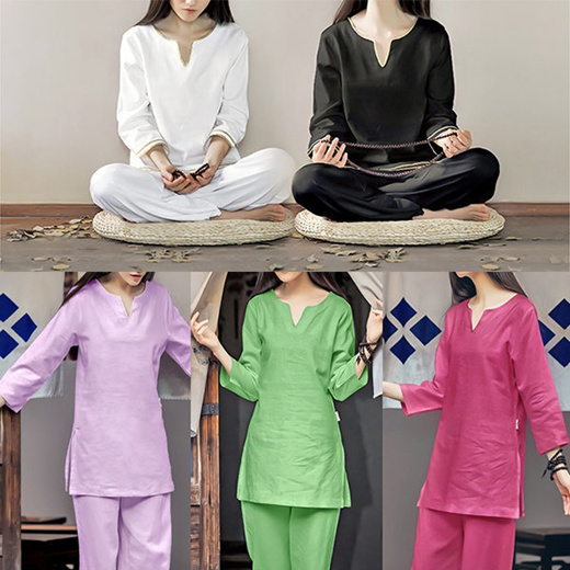 Yoga Clothes Women New Ethnic Style Meditation Clothes Cotton and Linen  Loose Two-piece Suit Traditional Clothing for Women