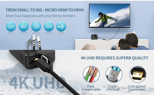 Qoo10 - UGREEN 0.22M Micro HDMI to HDMI Cable Male to Female Micro HDMI  Adapte : TV & Entertainme