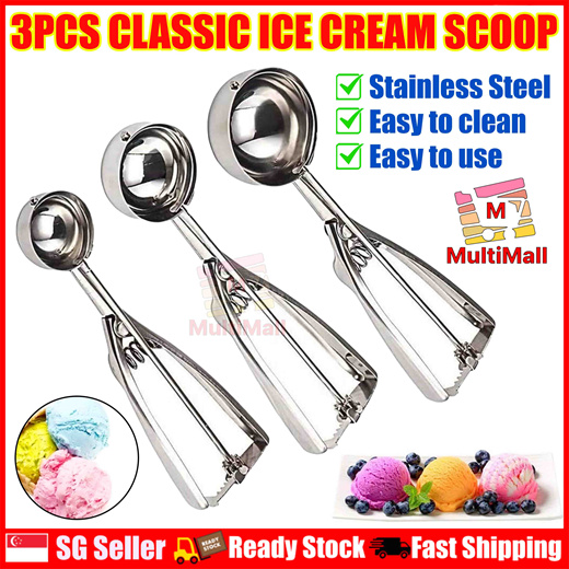 1Pc 4 Sizes For Choose Stainless Steel Fruit Ice Cream Scoop Spoon Cookies  Spoon Handle Food Portioner Cutter Scoop Kitchen Accessories (Please note  that only one item is sold)