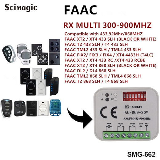 Télécommande compatible FAAC XT2 XT4 T2 T4 TML2 TML4 SLH 433Mhz