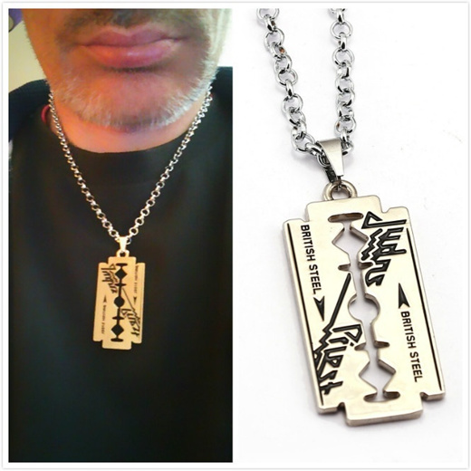 Music Band Judas Priest Necklace Razor Blade Shape Pendant Fashion Link  Chain Necklaces Friendship G
