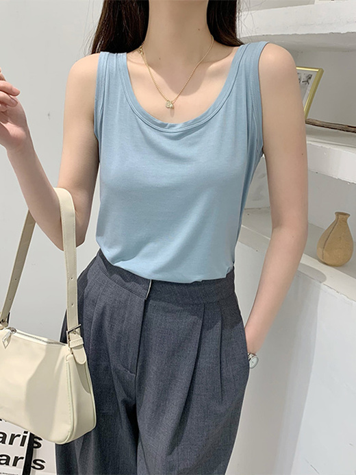 Qoo10 - Ladies Minimalist Sleeveless Top Summer Vest Shirt Multi Colors  Soft C : Women's Clothing