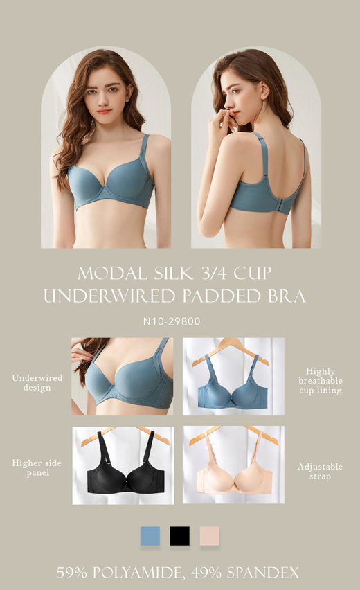 Qoo10 - Sorella Modal Silk 3/4 Cup Underwired Padded bra N10-29800 :  Lingerie & Sleepwear