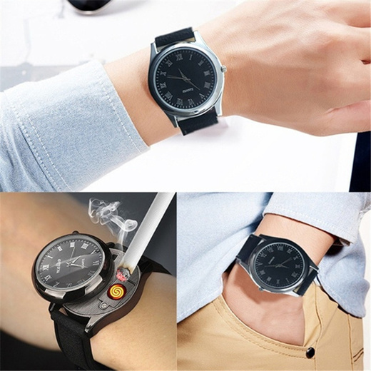 티몬 글로벌 홀세일 - Mens Fashion Quartz Watch Rechargeable Flameless USB Cigarette  Lighter : 시계 / 주얼리