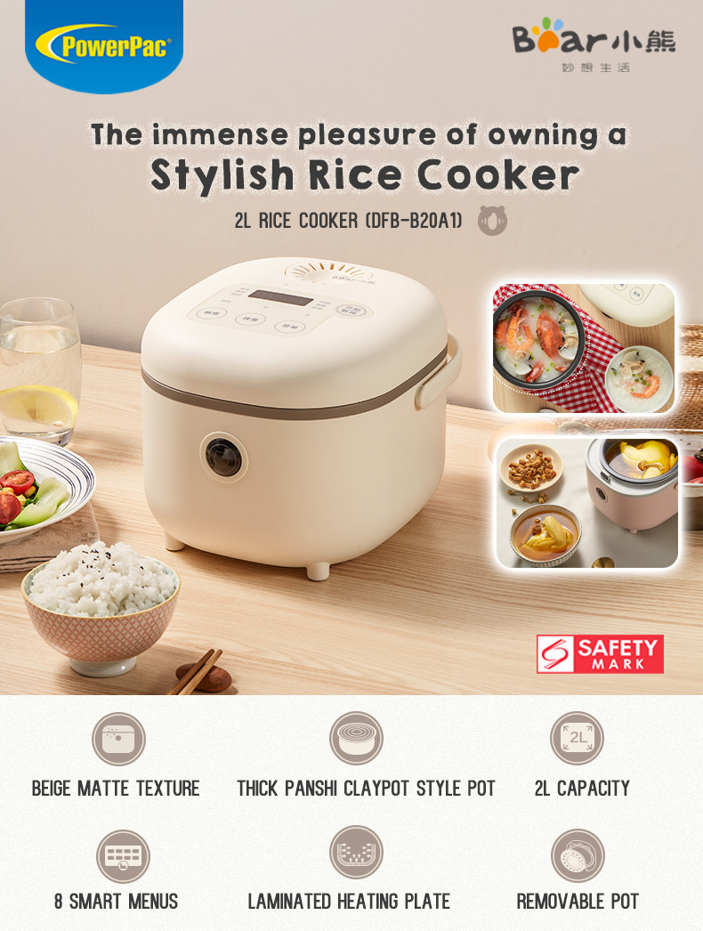 Qoo10 - Bear Mini Rice Cooker 2.0L (DFB-B20A1) : Small Appliances