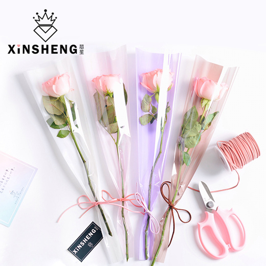 50pcs Single Rose Plastic Package Transparent Flower Bouquet