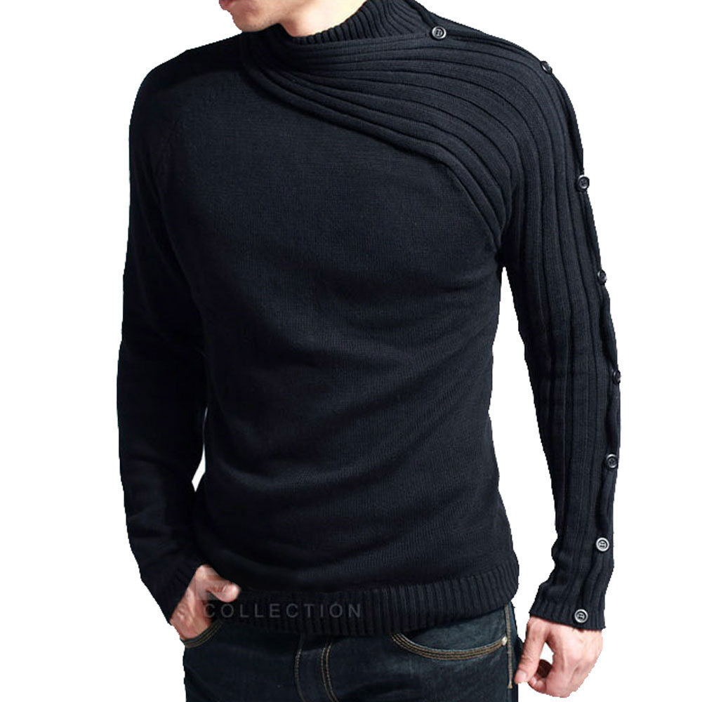 Qoo10 - Sweater Pollovers Men Male Brand Casual Slim Sweaters Men Vogue ...