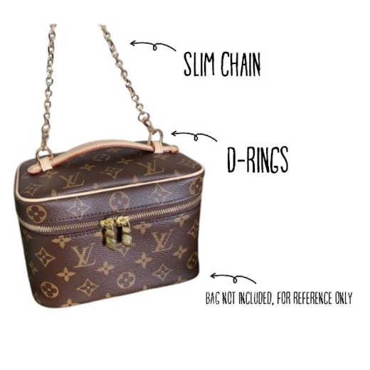 [in stock] Black leather gold chain strap for LV nice bb nano or mini with  D rings and tool