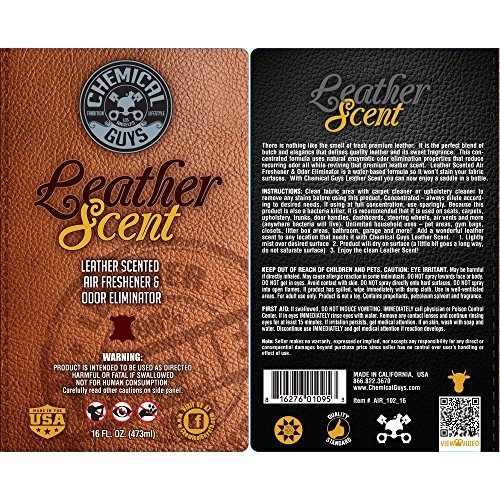 Chemical Guys AIR_102_16 - Leather Scent Air Freshener & Odor Eliminator 16  oz