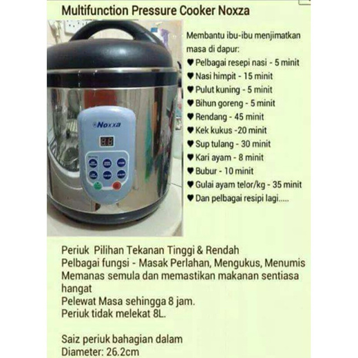 Noxxa Electric Multifunction Pressure Cooker, Home Appliances