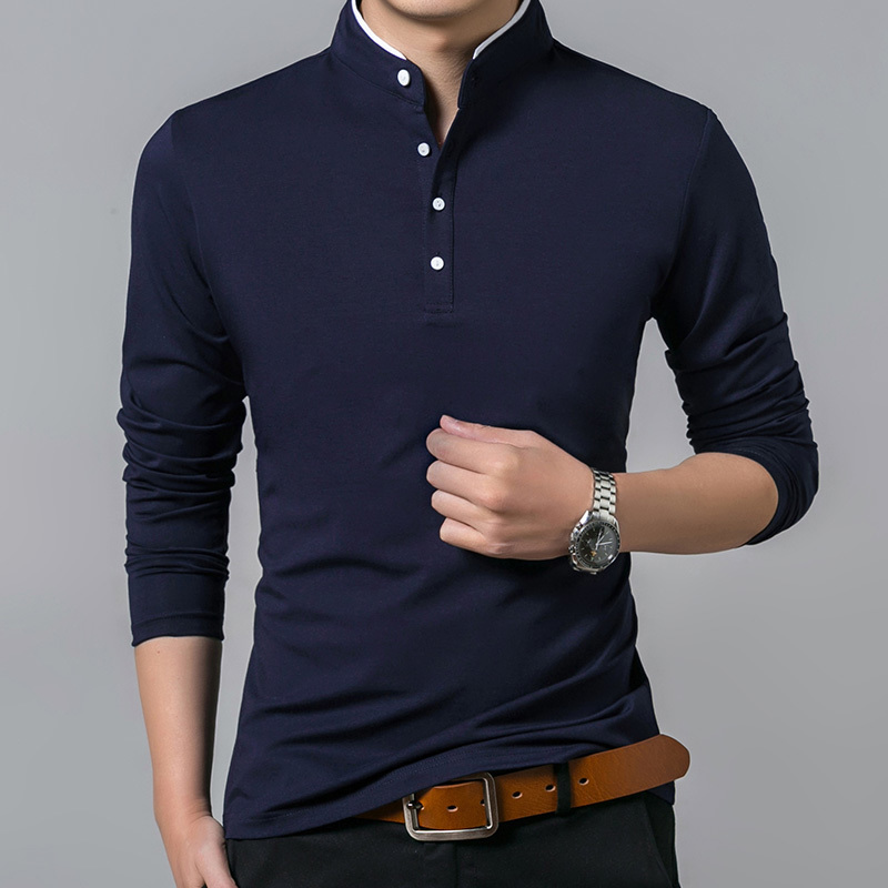 Qoo10 - Mandarin TShirt Collar Shirt Full Sleeve Tshirts Long Color Men ...