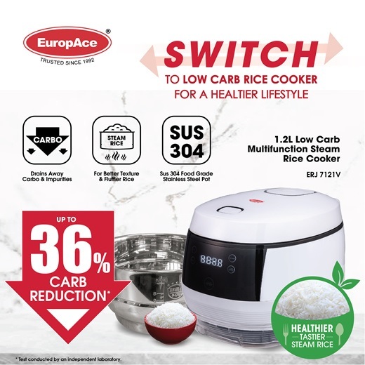 Qoo10 - *36% Starch Reduction* EuropAce 1.2L / 1.5L Low Carb Steam Rice  Cooker : Small Appliances