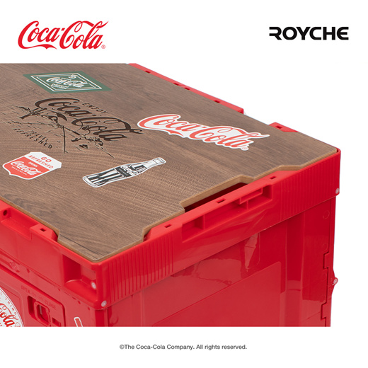 코카콜라 폴딩박스 레드  수납 전면부 오픈 우드 상판 테이블