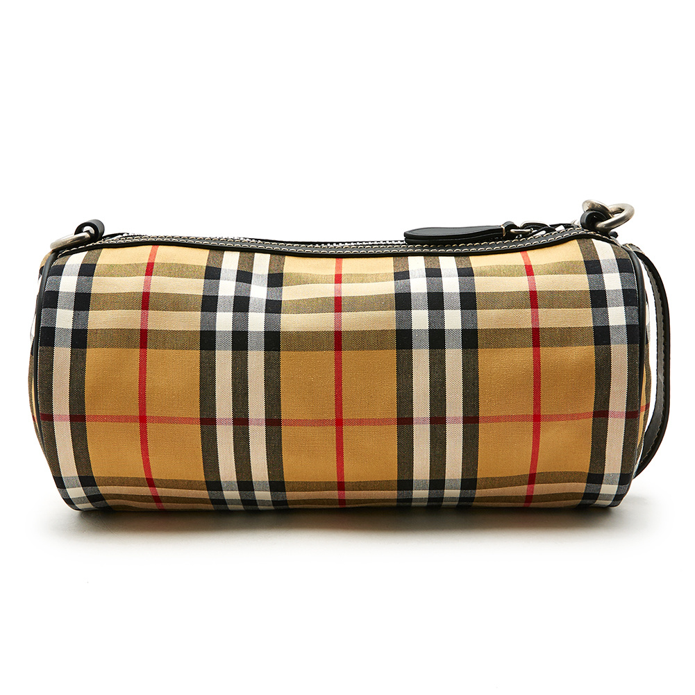 burberry kennedy small vintage check barrel bag