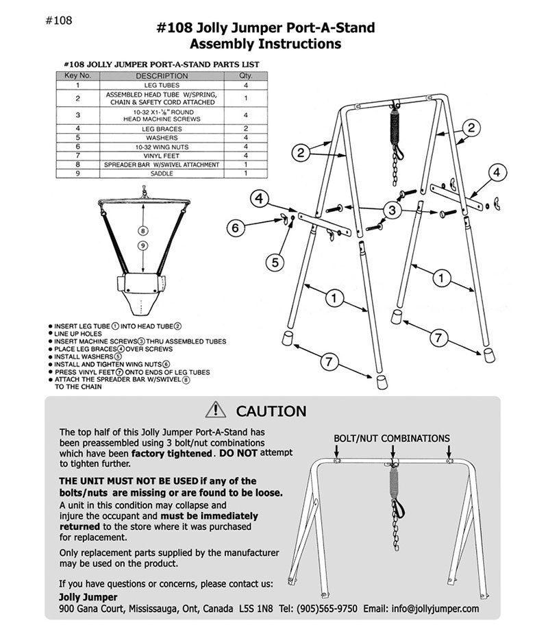 jolly jumper stand parts