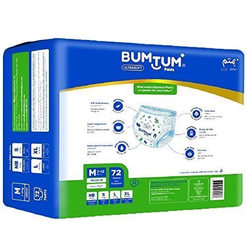 Bumtum Baby Diaper Pants with Double Layer Leakage Protection - 4 to 8 Kg  (78 Count, Small