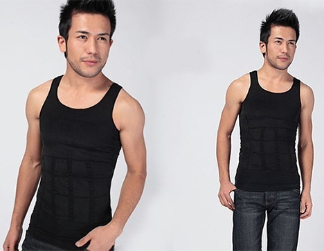 Qoo10 - Men Slim Wear Body Shaper Hide Belly Fat Slim Shape Vest Shirt ...