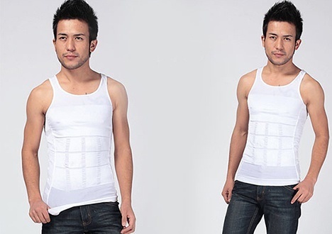 Qoo10 - Men Slim Wear Body Shaper Hide Belly Fat Slim Shape Vest Shirt ...