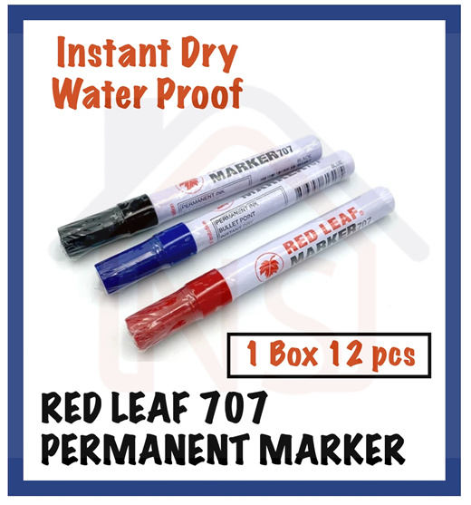 Qoo10 - RED LEAF 707 Permanent Marker (1 Box 12 pcs) / Black Blue