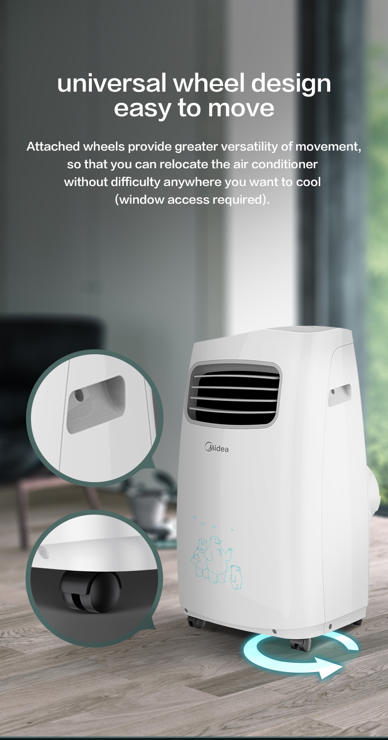 Qoo10 - Midea Premium Portable Aircon with Remote | 9000BTU with Wheels ...