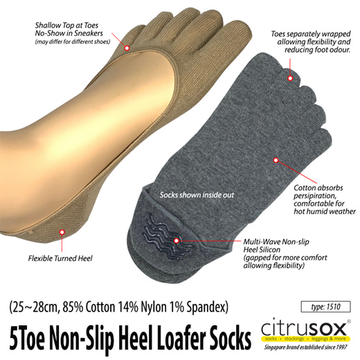 Toe Cotton No-Show Loafer Socks – Citrusox